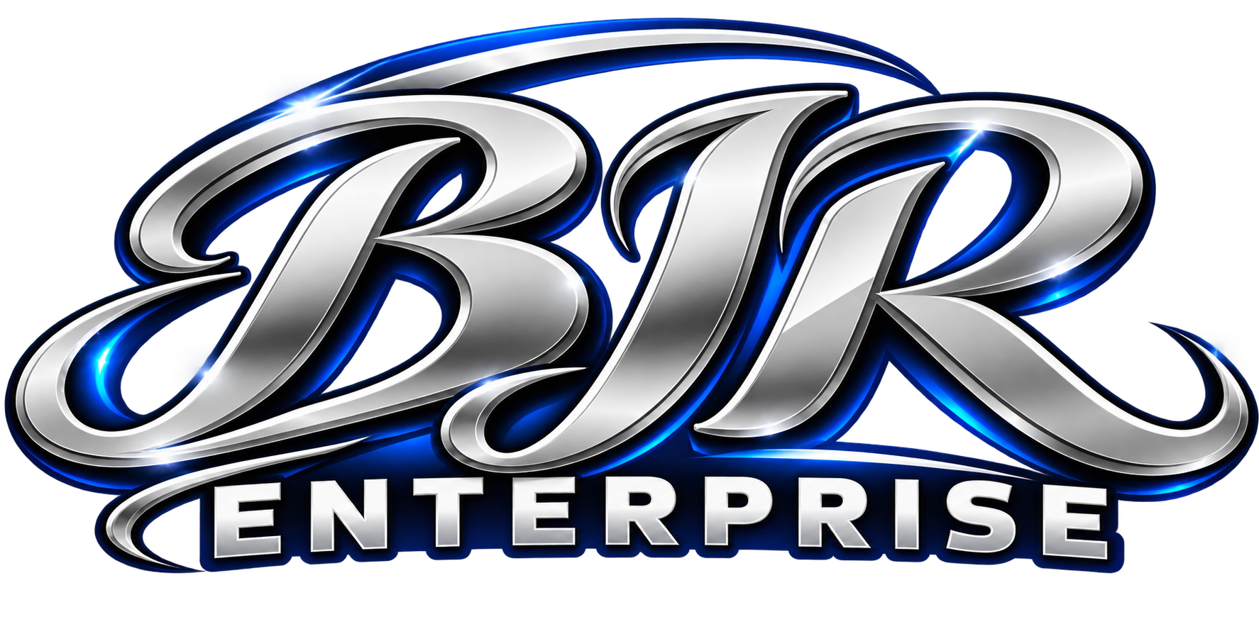 BJR Enterprise platinum silver and royal blue logo